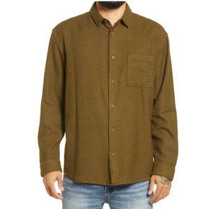 NEW BP Men's Solid Flannel Button-Up Shirt Olive